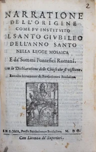 Narratione dell'origine come fu instituito il santo Giubileo dell'anno santo