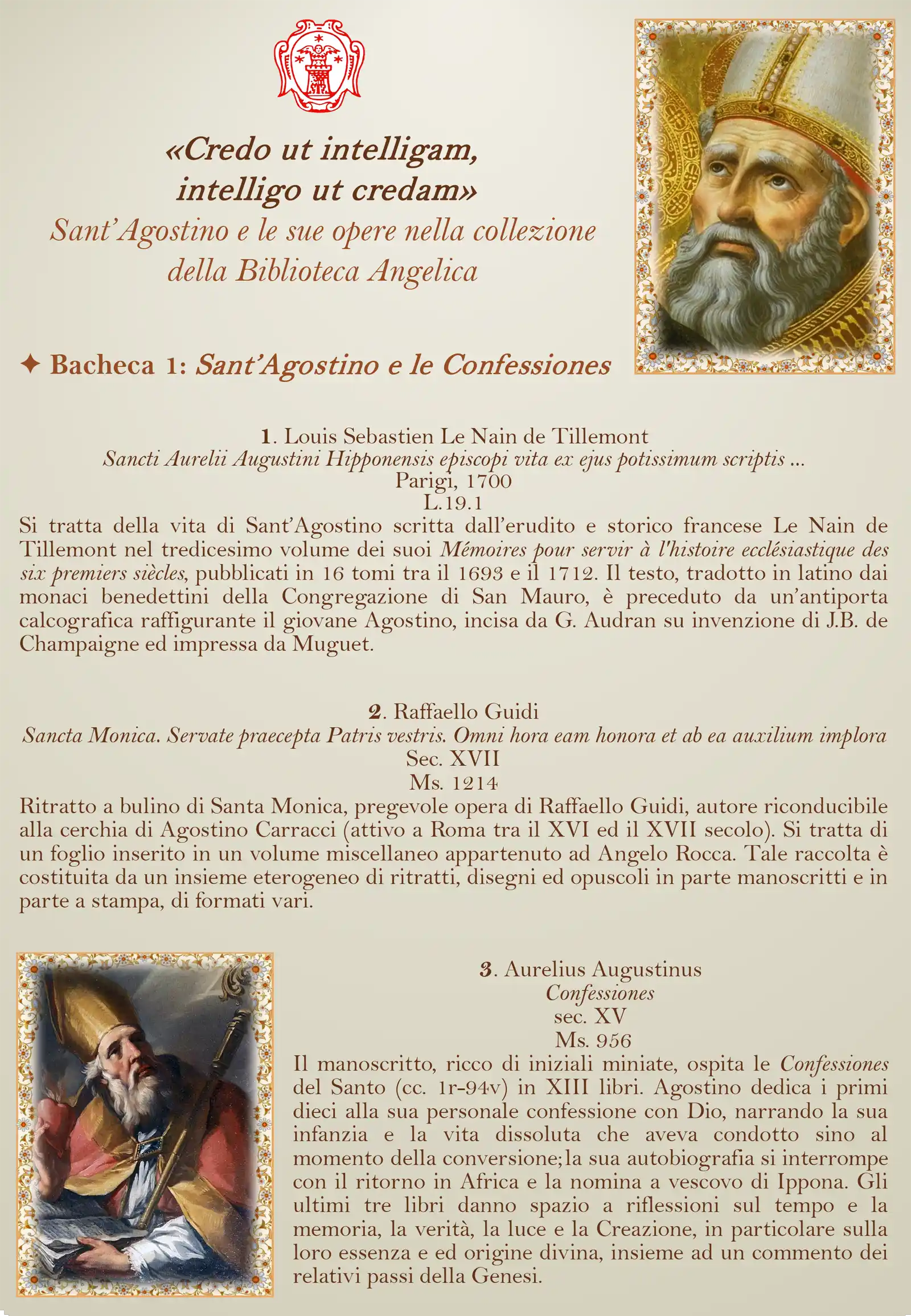 Sant’Agostino e le sue opere nella collezione della Biblioteca Angelica